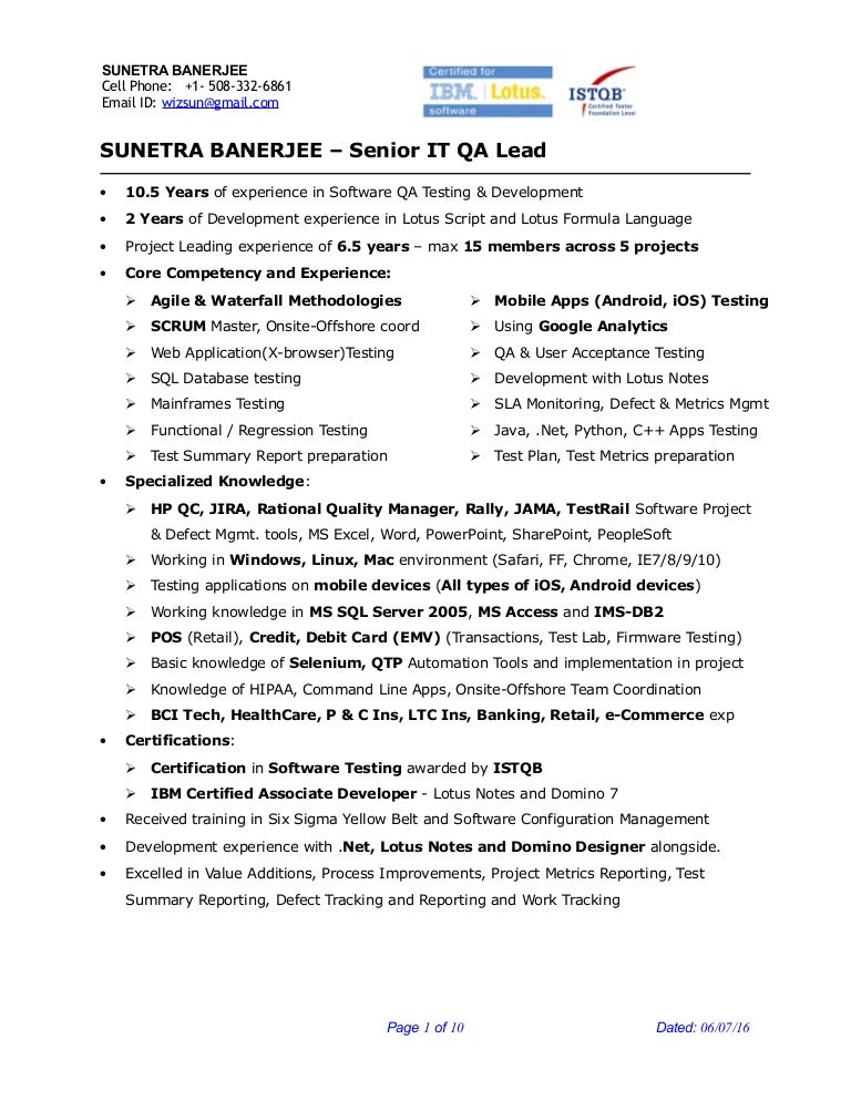 sunetra banerjee sr qa engineer project lead resume my indeed resume login
