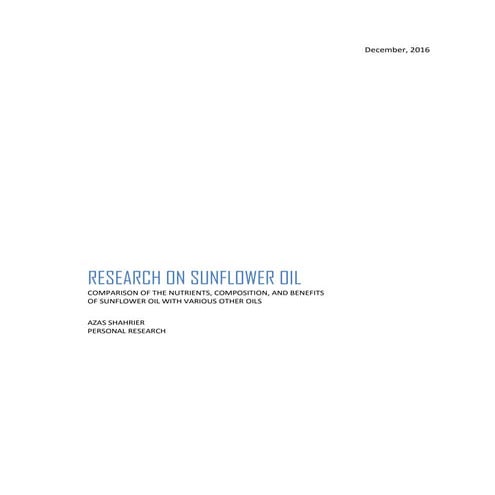 Sunflower oil (personal research)