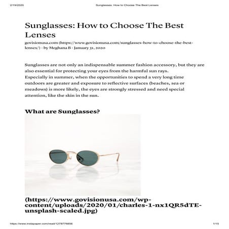 Sunglasses  how to choose the best lenses