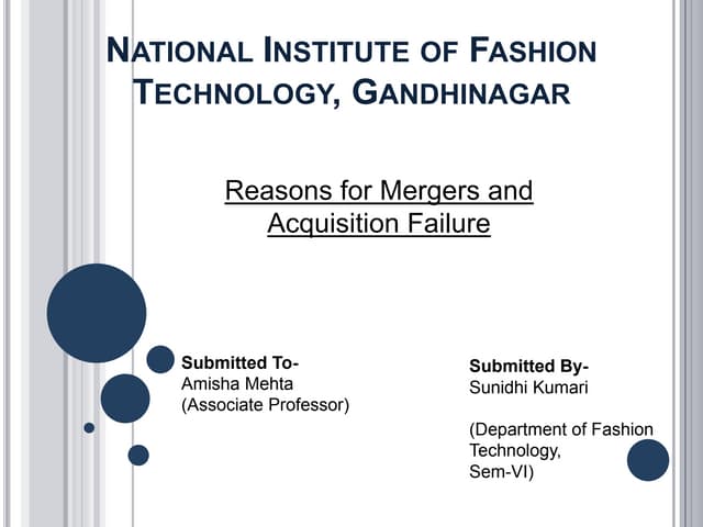 Reasons For Mergers and Acquisition...