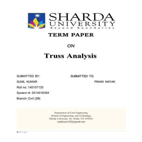 TRUSS ANALYSIS (TERM PAPER REPORT)