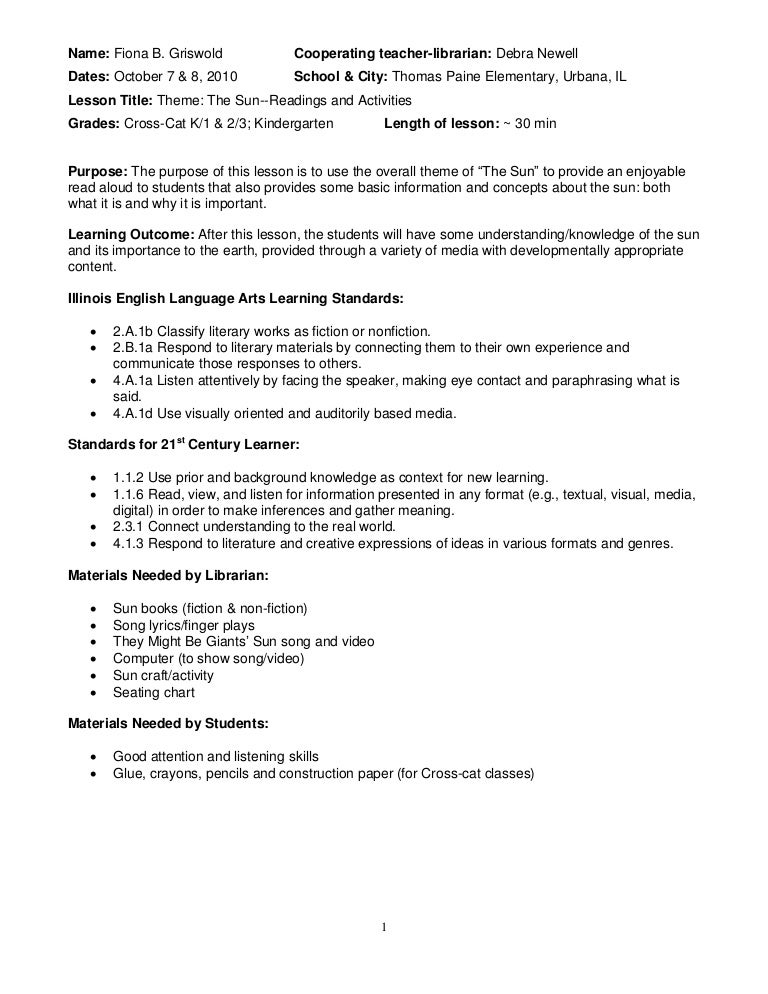 Thematic Lesson: The Sun