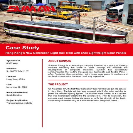 Sunman Energy Lightweight Solar Case Study - Byron Bay Solar Train | PDF