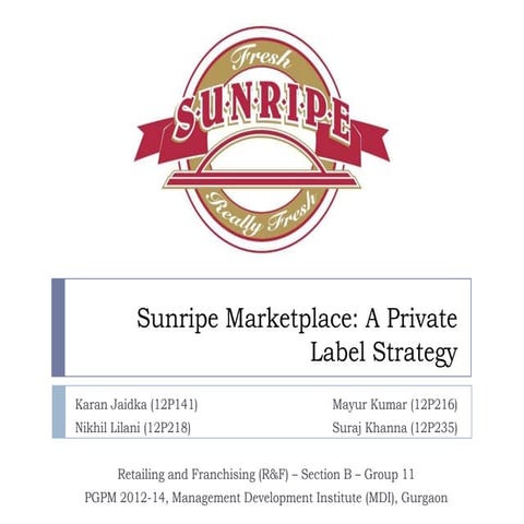 Sunripe Marketplace: A Private Label Strategy