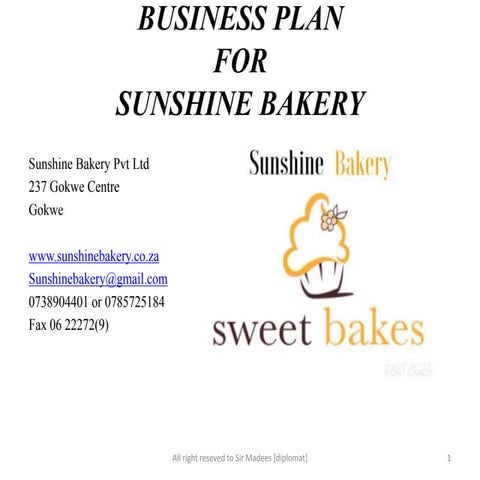 business proposal for sunshine bakery