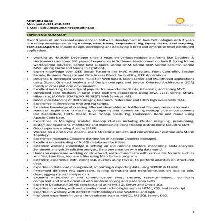 Sunshine consulting Mopuru Babu CV_Java_J2ee_Spring_Bigdata_Scala_Spark