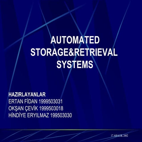 Automated Storage and Retrival Systems AS/RS