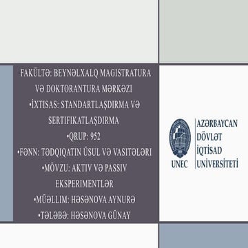 Aktiv və passiv eksperimentlər