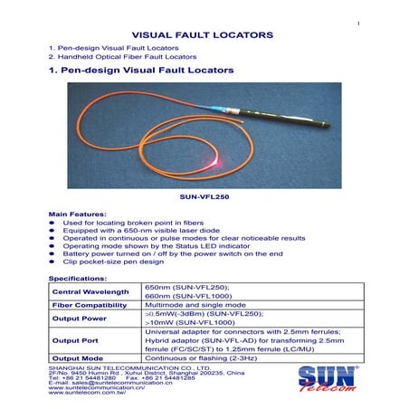 Sun Vfl250 Visual Fault Locator