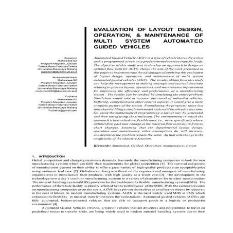 EVALUATION OF LAYOUT DESIGN, OPERATION, & MAINTENANCE OF MULTI SYSTEM AUTOMAT...
