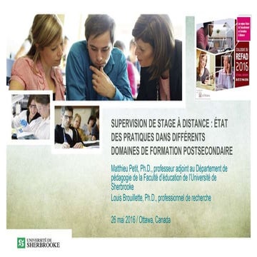 Supervision de stage à distance : état des pratiques dans différents domaines...