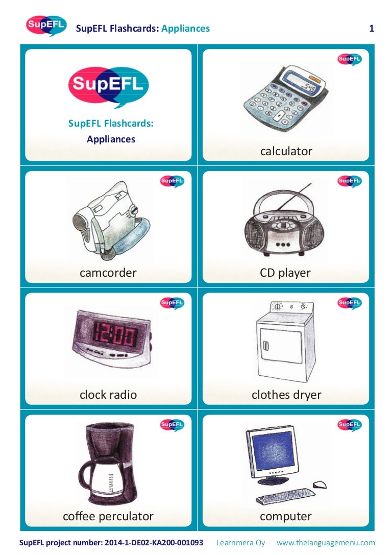 SupEFL flashcards appliances (in english)