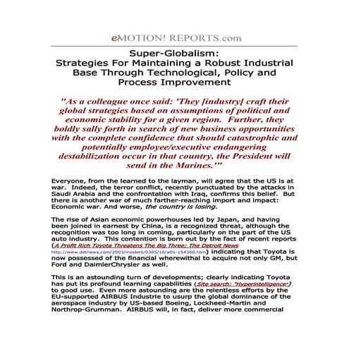 Super-Globalism: Strategies For Maintaining A Robust Industrial Base Through ...