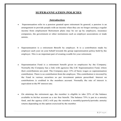 Superannuation policy
