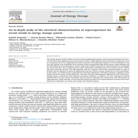An in-depth study of the electrical characterization of supercapacitors for r...