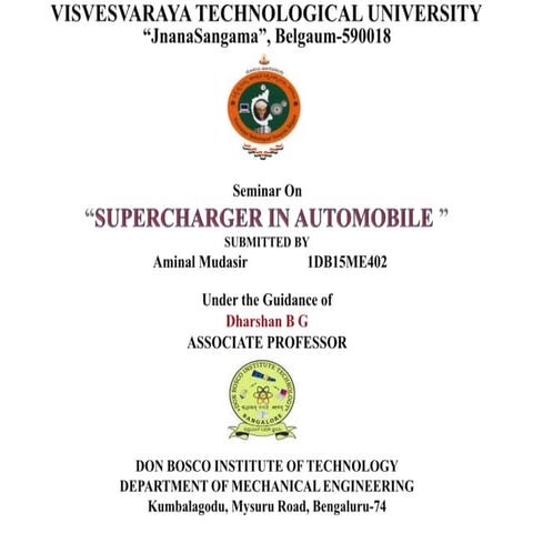 Supercharger in automobile