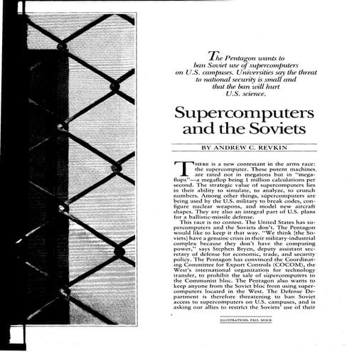 Supercomputers, Science and Spies - A. Revkin in Tech Review 8/86