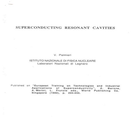 V. Palmieri - Superconducting resonant cavities