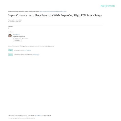 Super conversion in urea reactors with super cup high efficiency trays