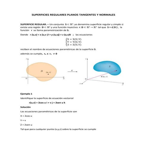 Superficies regulares  planos tangentes y  normales 