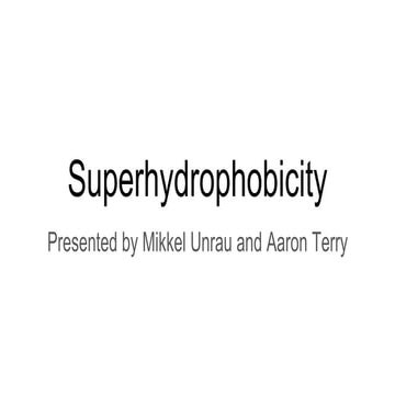 Superhydrophobicity