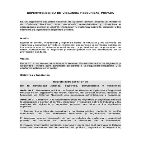 Superintendencia de  vigilancia y seguridad  privada