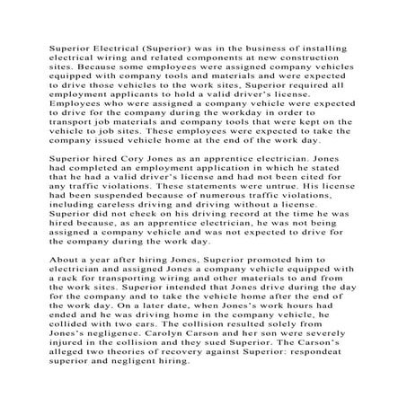 Superior Electrical (Superior) was in the business of installing ele.docx