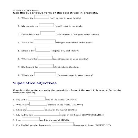 Superlatives. exercisess