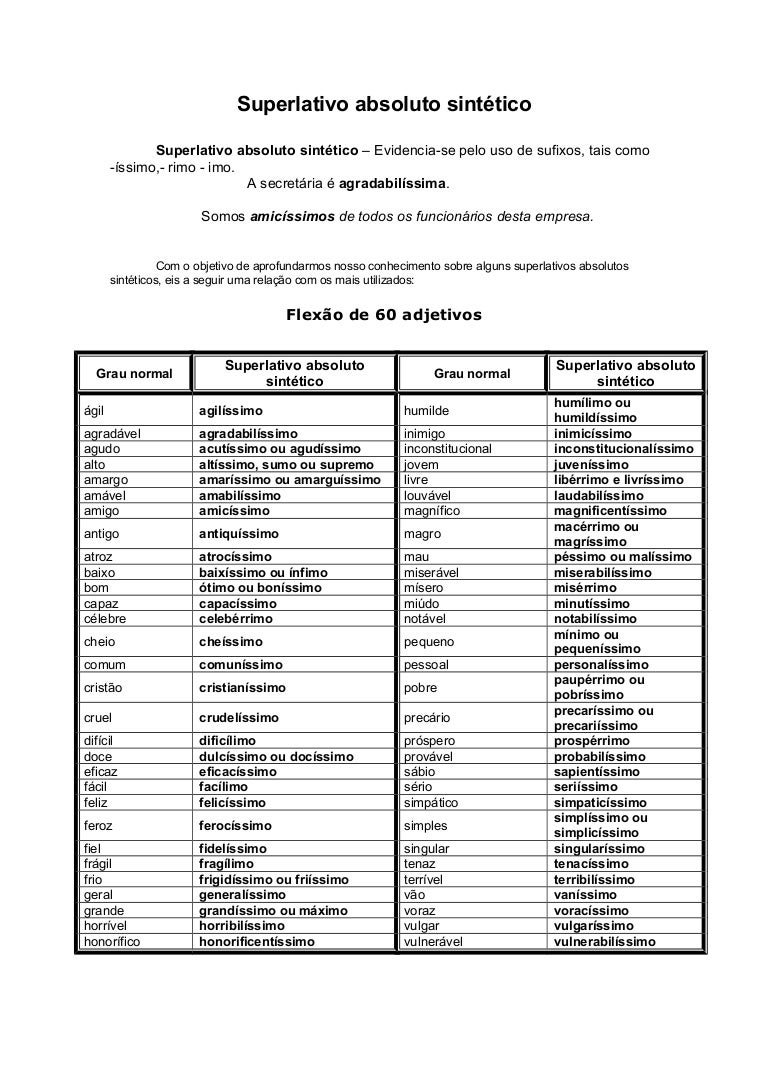 Grau Superlativo Absoluto Sintético De Pobre