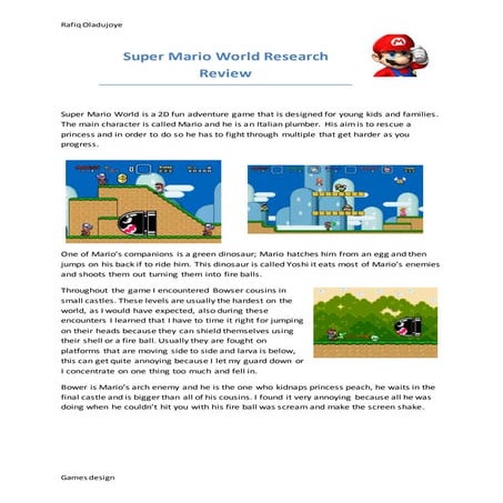 Super mario world research