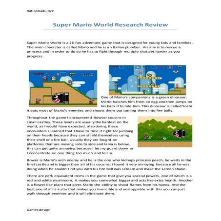 Super mario world research