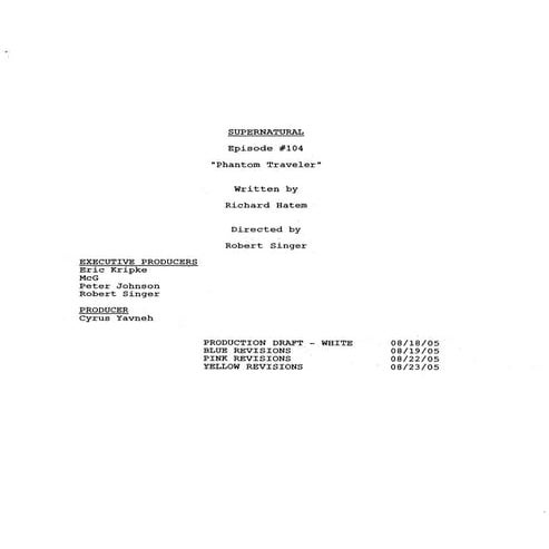 Supernatural 1.04 Phantom Traveler Script | PDF