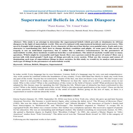 Supernatural Beliefs in African Diaspora