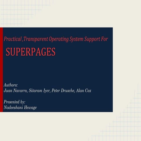 Practical ,Transparent Operating System Support For Superpages