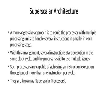 Understanding Superscalar Architecture for Parallel Instruction ...