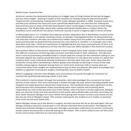 Supersizeme media essay done