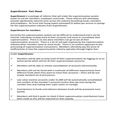 Super stream factsheet