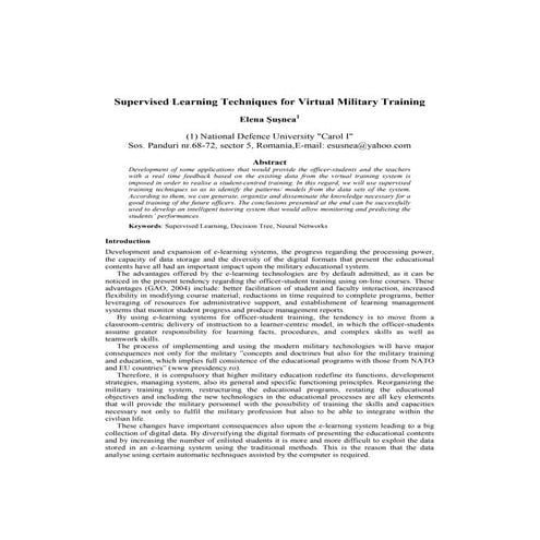 Supervised learning techniques for virtual military training