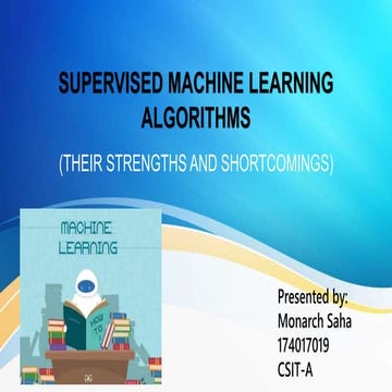 Supervised machine learning algorithms(strengths and weaknesses) | PPT
