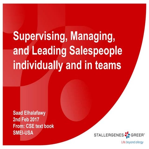 Supervising, Managing & Leading salespeople