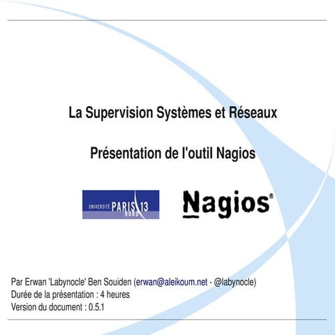 Cours - Supervision SysRes et Présentation de Nagios