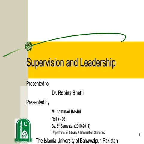 Supervision and leadership in libraries