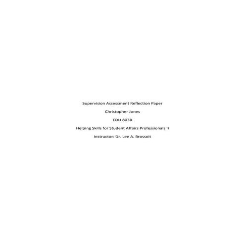 Supervision Assessment Reflection Paper