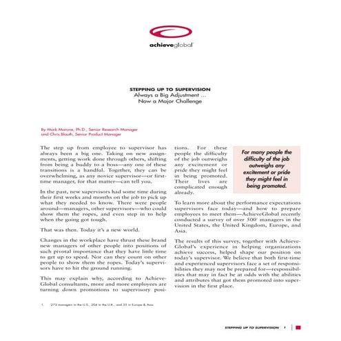 Stepping Up to Supervision - Always a Big Adjustment, Now a Major Challenge