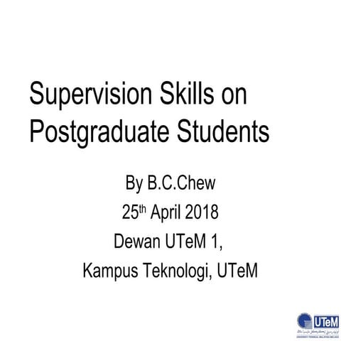 Supervision Skills on Postgraduate Students