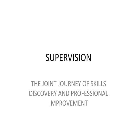 Supervision training for volunteers and novis supervisors