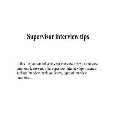 Supervisor interview tips