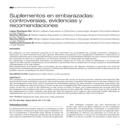 Suplementos en embarazadas controversias, videncias y recomendaciones sistema...