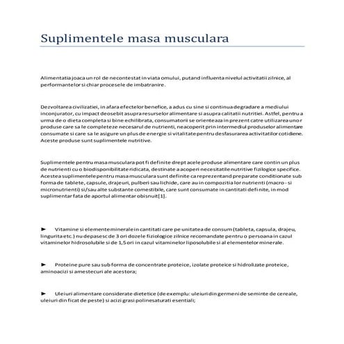 Suplimentele masa musculara