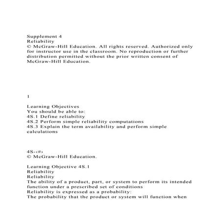Supplement 4Reliability© McGraw-Hill Education. All rights r.docx